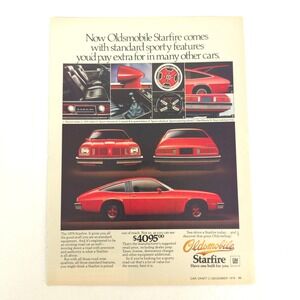 Vintage Oldsmobile Starfire Print Ad Red Hatchback GM Coupe 1978 Garage Wall Art
